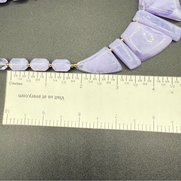 Vintage Lilac Purple Lucite Geometric Abstract Chunky Necklace - Picture 9 of 15